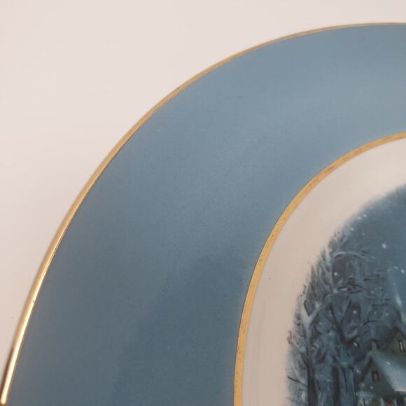 Avon 1976 22KGold Bringing Home The Tree Christmas Holiday Plate Enoch Wedgewood - Picture 8 of 9